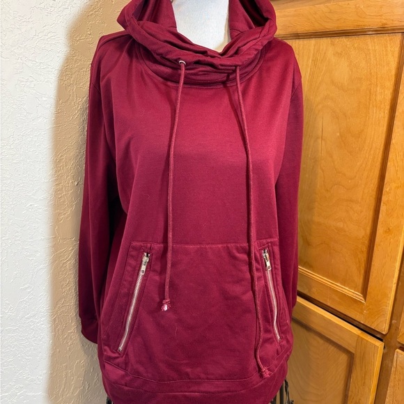 TECREW Sweaters - TECREW Maroon Hoodie with Drawstrings